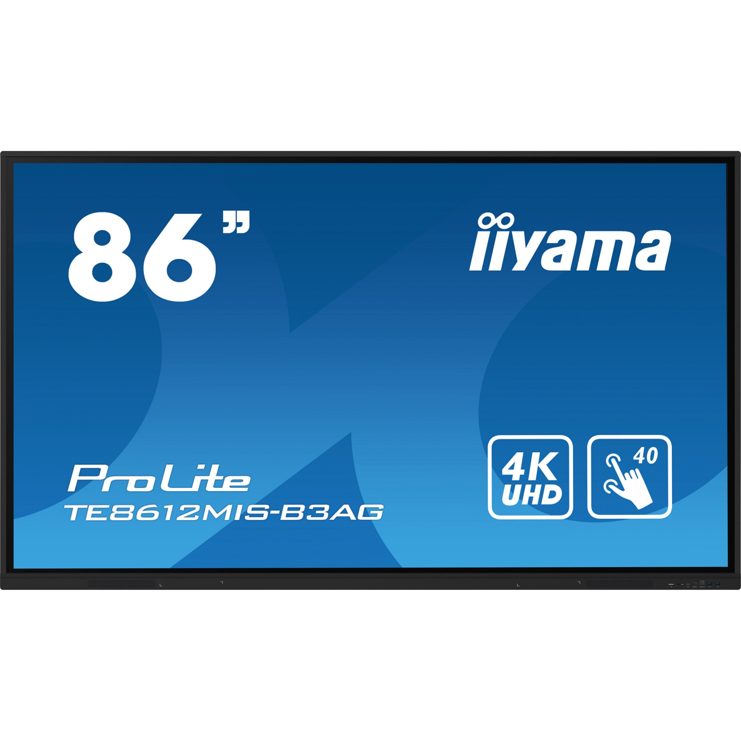 217.40cm/86" (3840x2160) iiyama ProLite TE8612MIS-B3AG 16:9 4k UHD 24/7 Digital Signage 8ms 60Hz HDMI USB-C VGA LAN WIFI Speaker Black