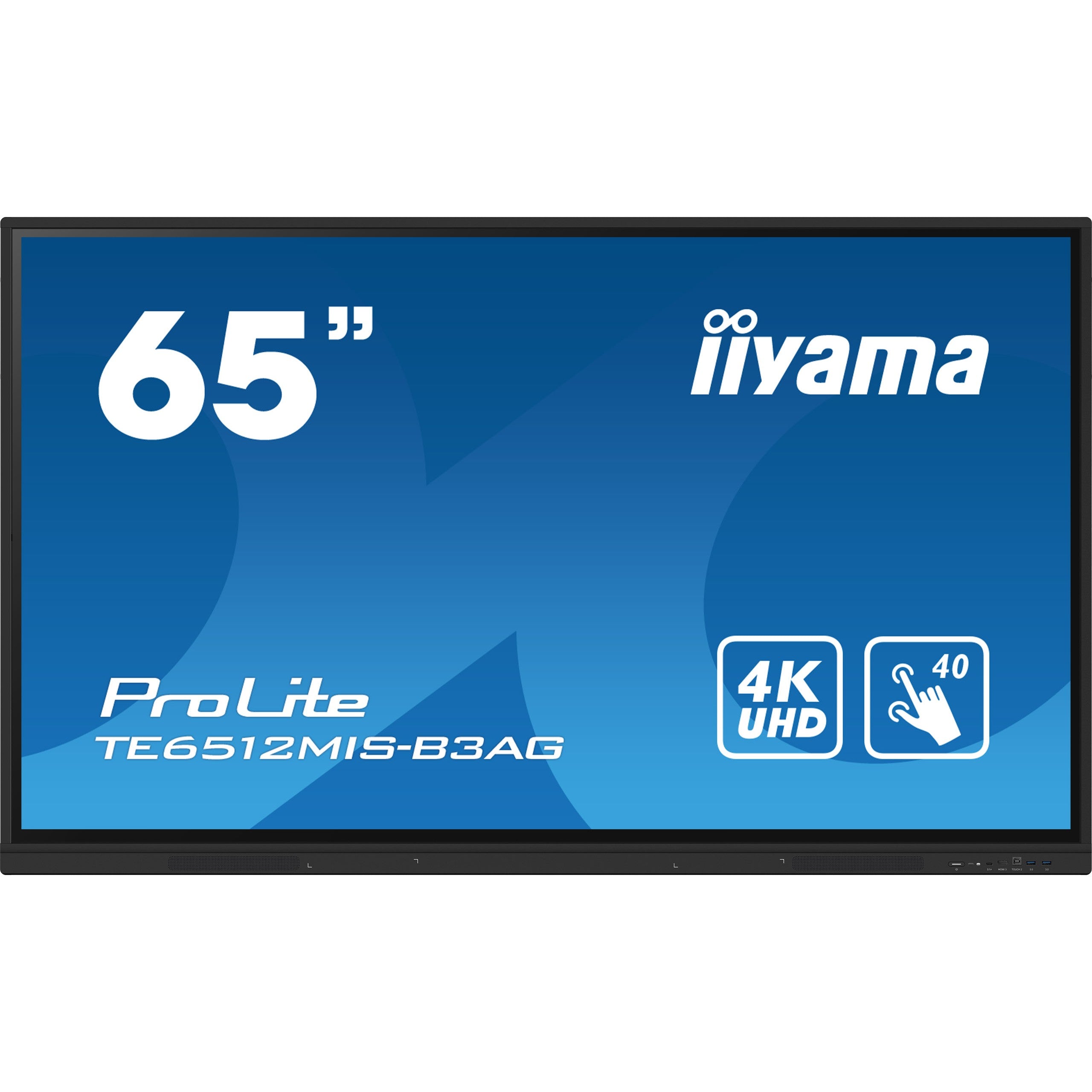 165cm/65" (3840x2160) iiyama ProLite TE6512MIS-B3AG 16:9 4K UHD IPS Touch DigitalSignage 8ms 60Hz HDMI USB-C VGA LAN Speaker Black