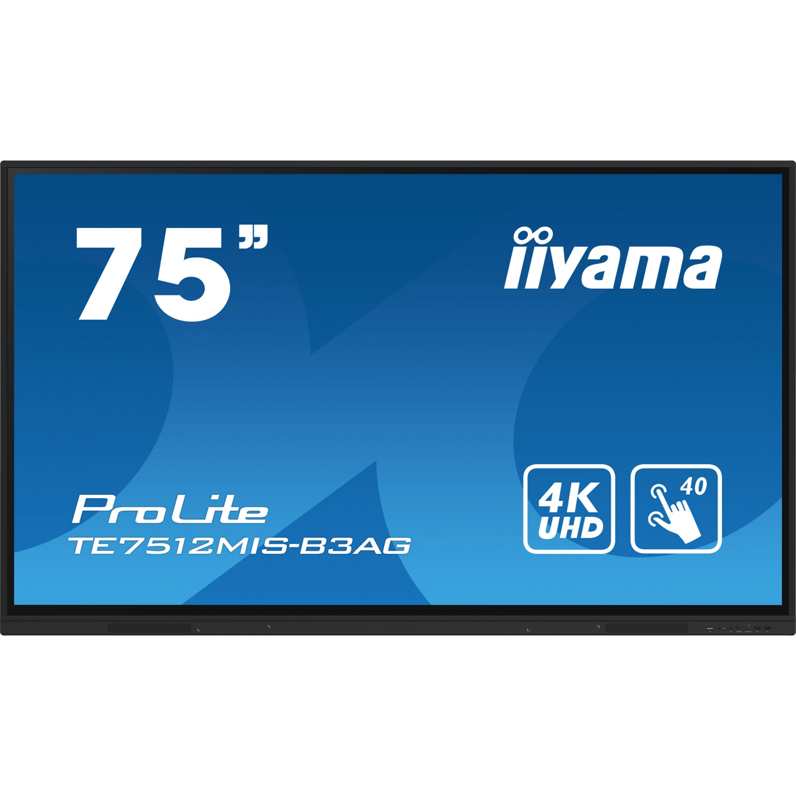 189.3cm/75" (3840x2160) iiyama ProLite TE7512MIS-B3AG 16:9 K UHD IPS 24/7 Digital Signage 8ms 60Hz HDMI USB-C VGA LAN WIFI Speaker Black