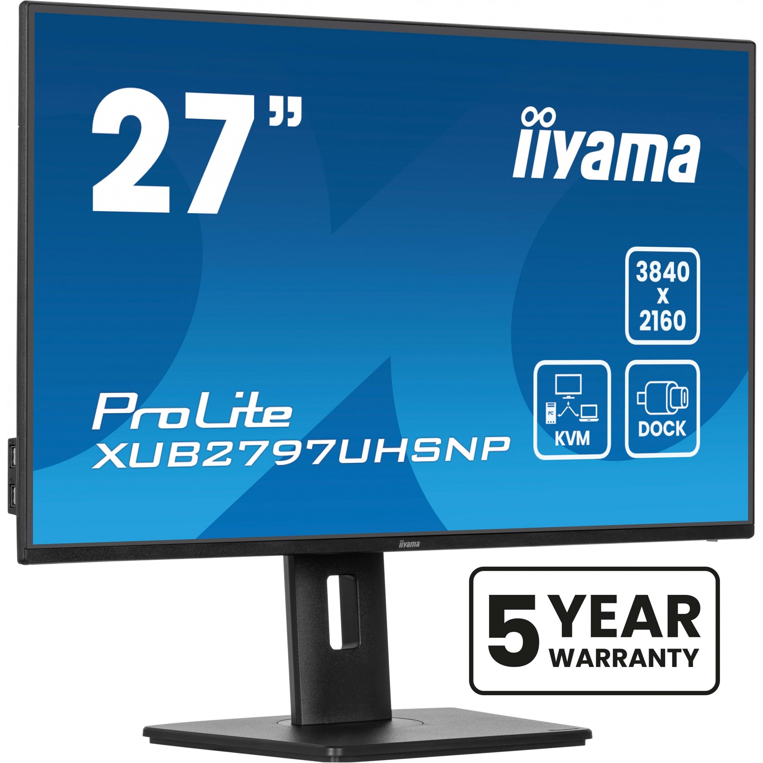 68.5cm/27" (3840x2160) iiyama ProLite XUB2797UHSNP-B1 16:9 4k UHD IPS 4ms 60Hz HDMI DP USB-C KVM Speaker Pivot Black
