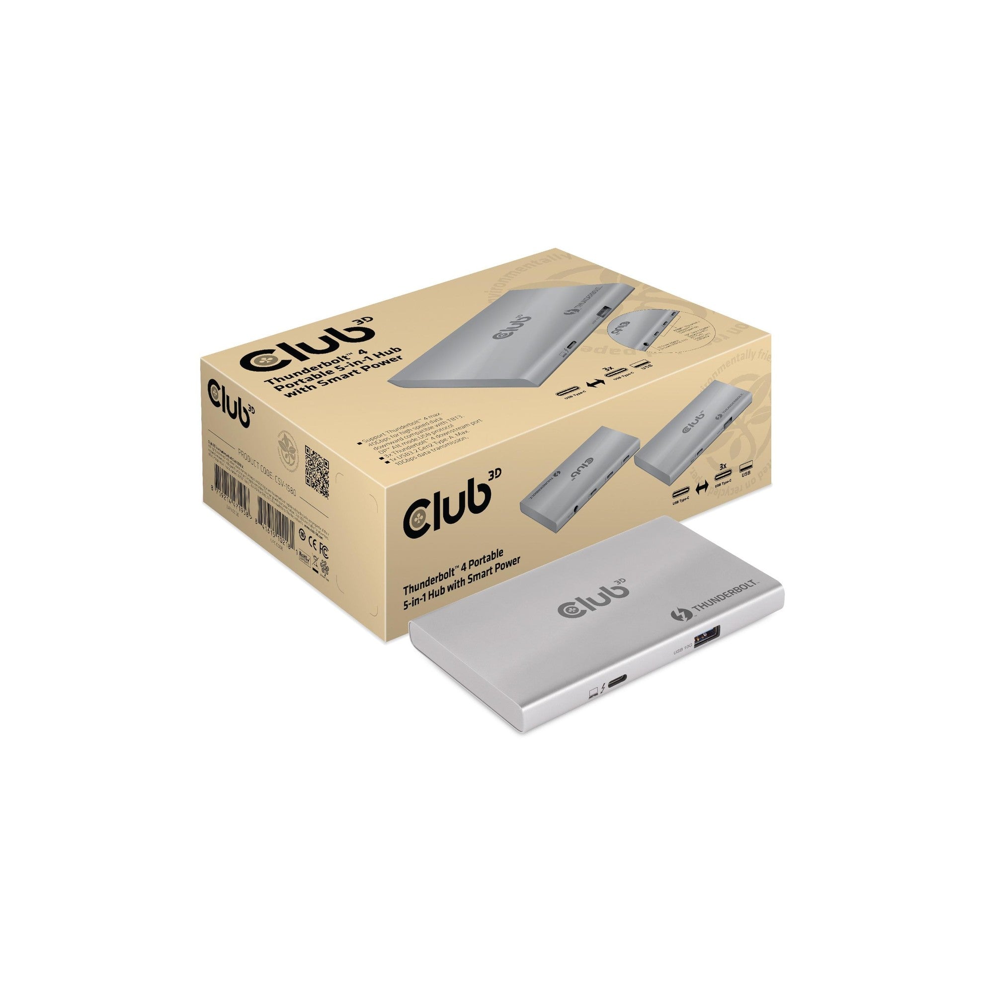 Club 3D, Thunderbolt 4 portabler 5-in-1 Hub