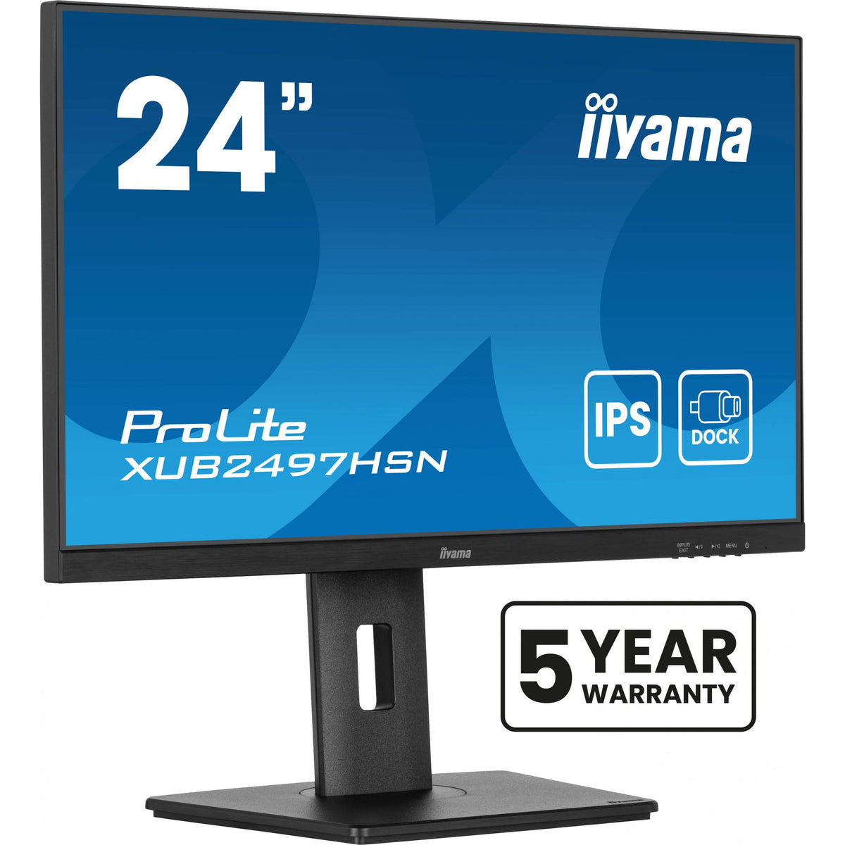 60,5cm/23.8" (1920x1080) iiyama ProLite XUB2497HSN-B2 16:9 FHD IPS 1ms 100Hz HDMI DP Hub USB Haut-parleurs Pivot Noir