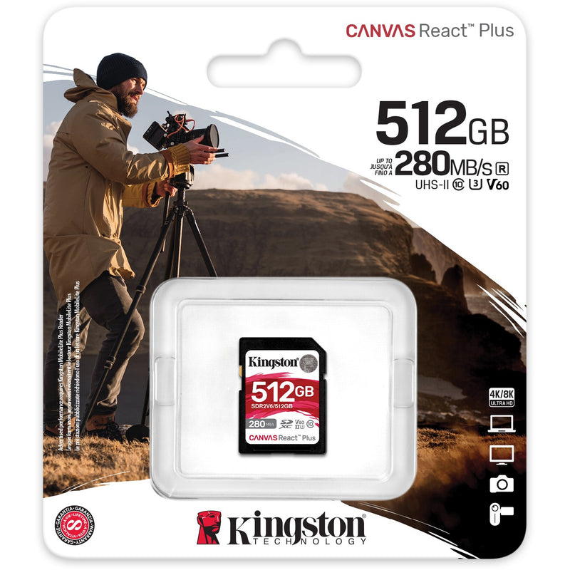 CARD 512GB Kingston Canvas React Plus XC Klasse 10 UHS-II U3 V60