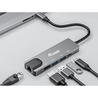 Equip Dock USB-C->HDMI.2xUSB3.0.GbE.100WPD 25cm si