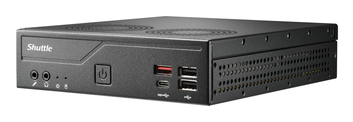 Shuttle Slim PC DH810 , S1851, 1x HDMI (2.1), 1x DP, 1x USB-C (DP), 1x 2.5" , 2x M.2, 2x LAN (Intel 1G + 2.5G), 2x COM, 24/7 Dauerbetrieb, inkl. VESA