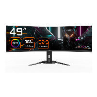 GIGABYTE 124,5cm/49" (5120x1440) Gigabyte Monitor Aorus CO49DQ DQHD curved HDR400 TrueBlack 0,03ms 144Hz 2xHDMI DP USB-C Speaker Black