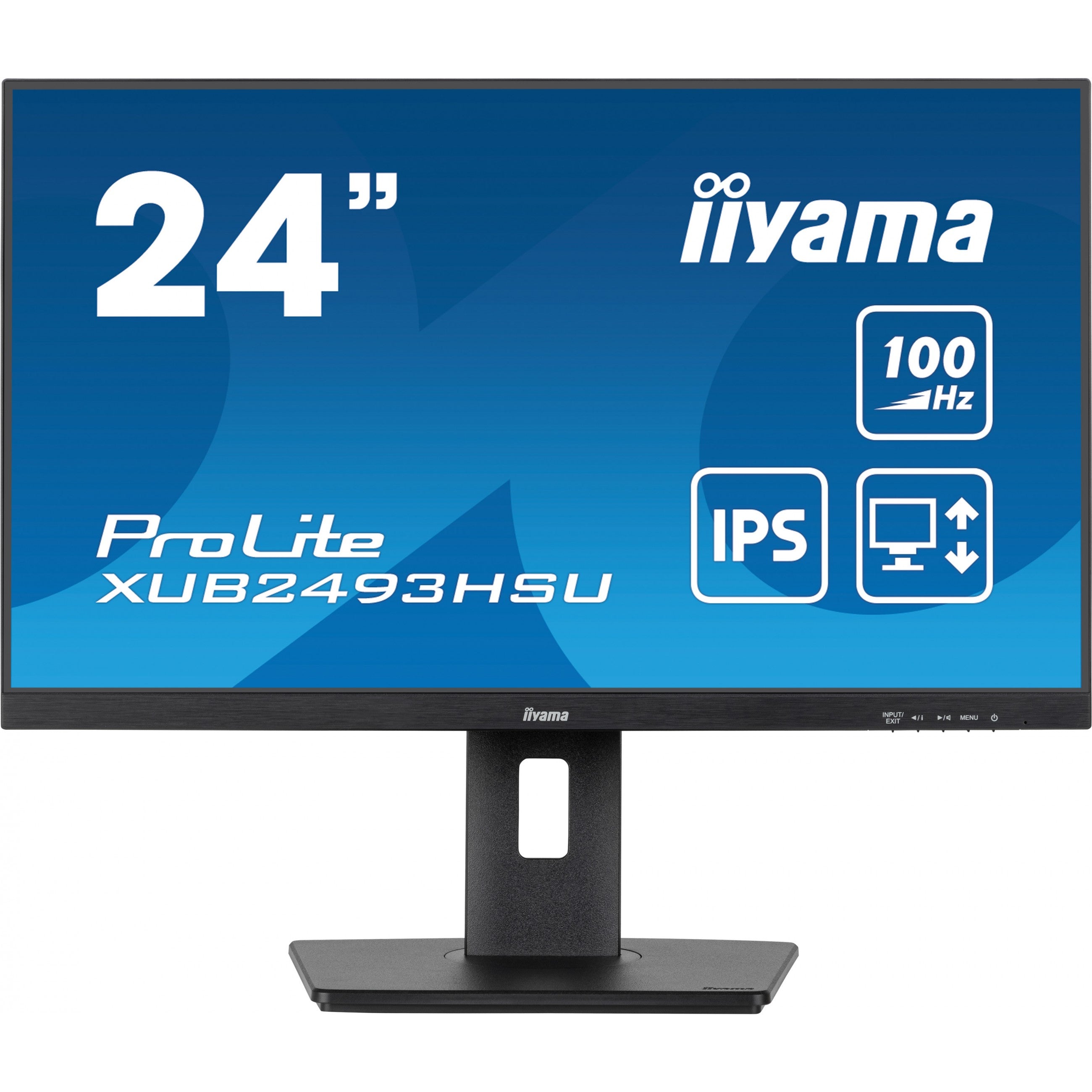 61cm/24" (1920x1080) iiyama ProLite XUB2493HSU-B7 16:9 FHD IPS 1ms 100Hz HDMI DP Speaker Pivot Black