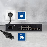 ACT Stromkabel Netzstecker CEE 7/7 Stecker (abgewinkelt) - C15 schwarz 2 m