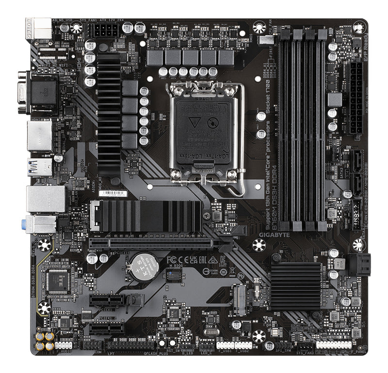 GIGABYTE B760M DS3H DDR4 Motherboard - Unterstützt Intel Core 14. Generation CPUs, 6+2+1 Phasen Digital VRM, bis zu 5333MHz DDR4 (OC), 2xPCIe 4.0 M.2, 2.5GbE LAN, USB 3.2 Gen2