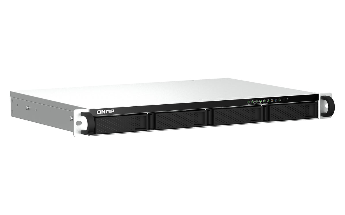 QNAP TS-464eU NAS Rack (1U) Intel® Celeron® N5095 8 GB DDR4 0 TB QNAP Turbo System Aluminium, Schwarz