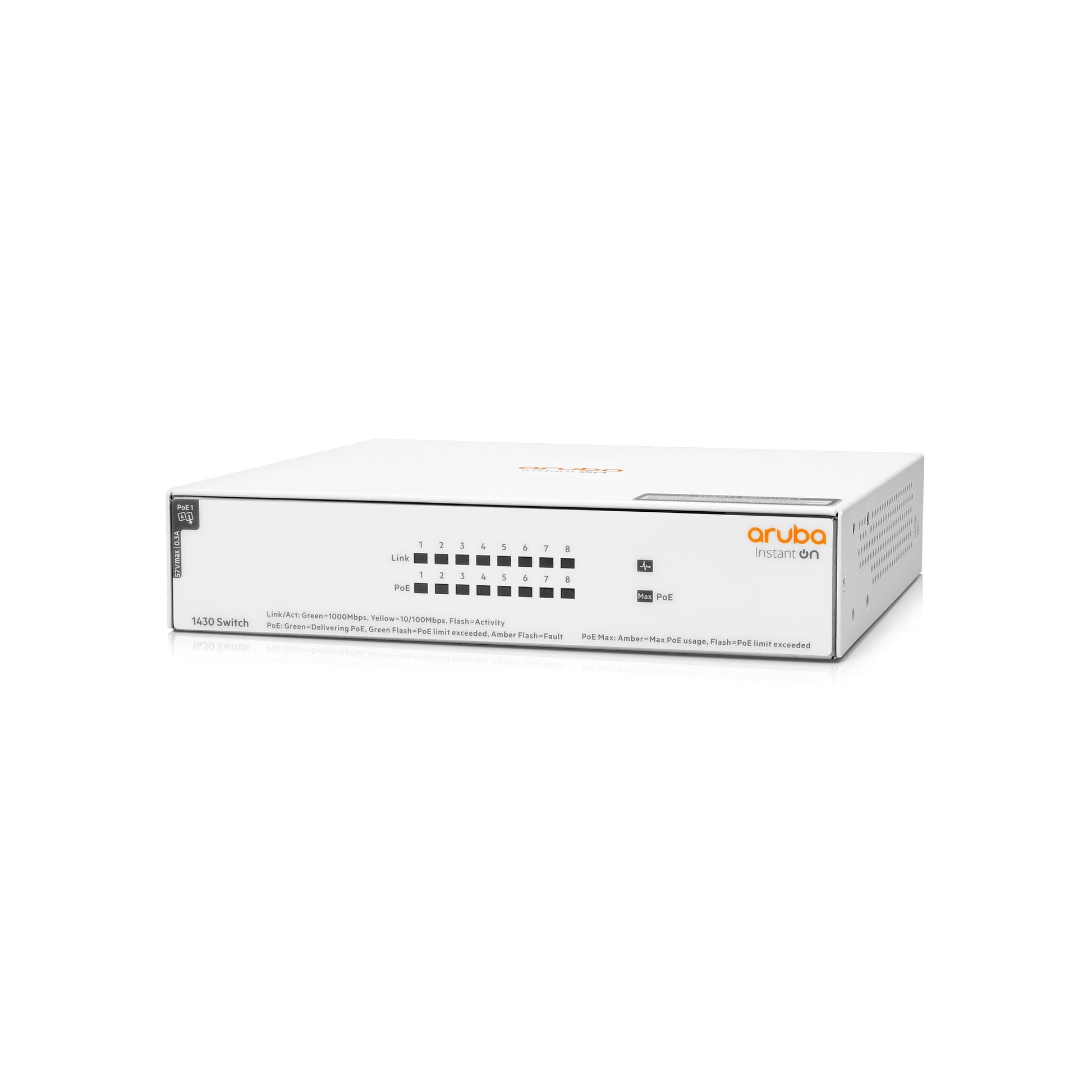 HP 1430-8G-PoE+: 8 Port Switch, 1Gbps