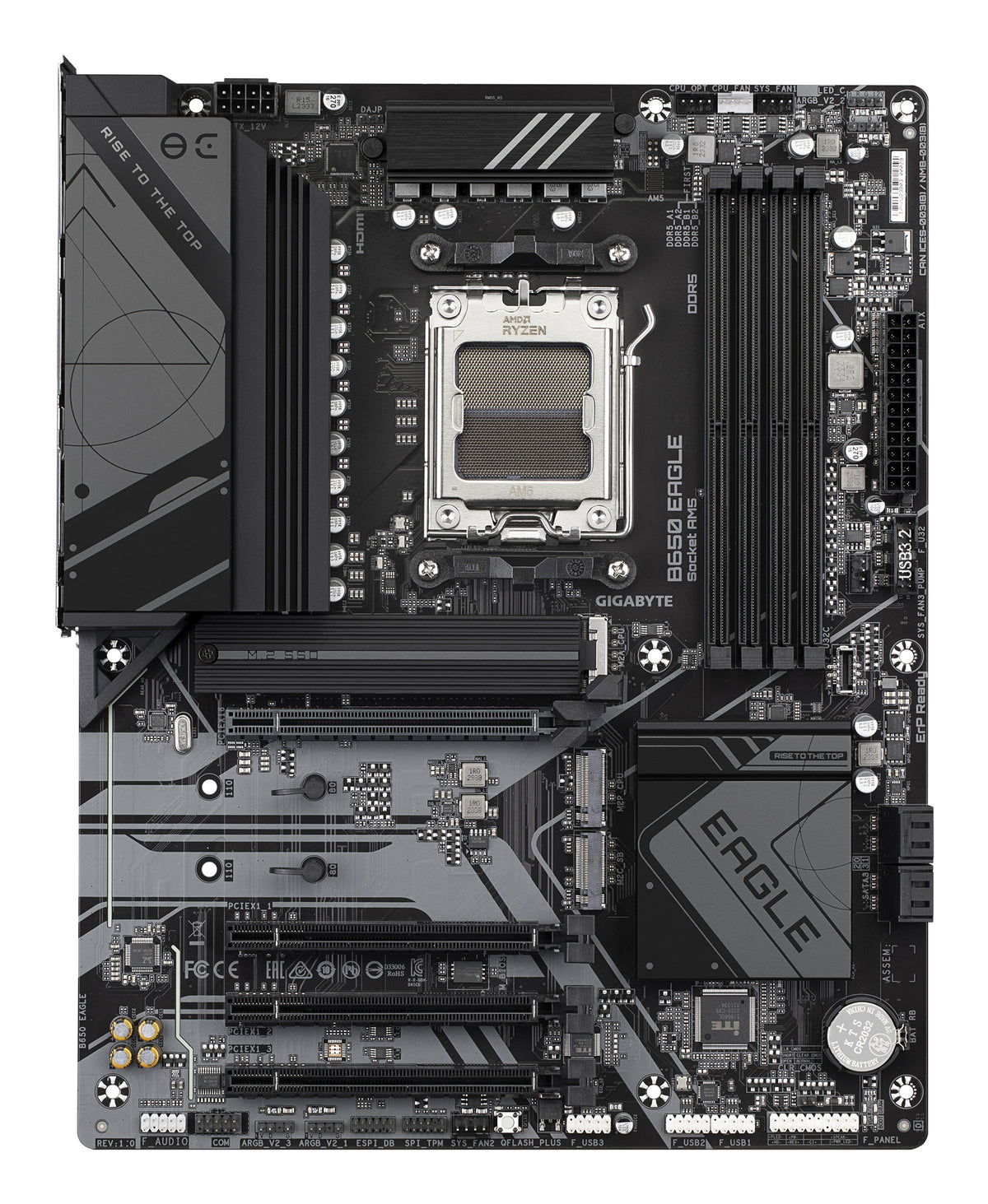 GIGABYTE B650 EAGLE Mainboard - AMD Ryzen 9000er-Serie, 12+2+2 Phasen VRM, bis zu 7600 MHz DDR5 (OC), 1xPCIe 5.0 + 2xPCIe 4.0 M.2, GbE LAN, USB 3.2 Gen 2