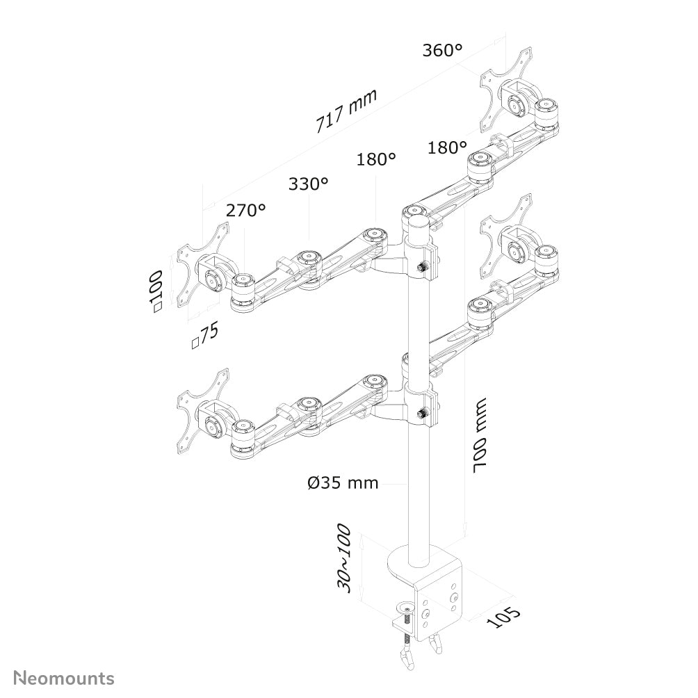Neomounts FPMA-D935D4 Monitorarm 10-27"
