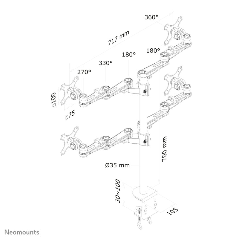 Neomounts FPMA-D935D4 Monitorarm 10-27"
