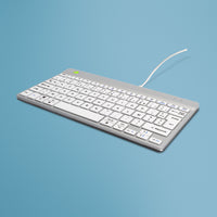 R-Go Tools Ergonomische Tastatur R-Go Compact Break, kompakte Tastatur mit Pausensoftware, AZERTY (FR), Kabelgebunden, Weiß