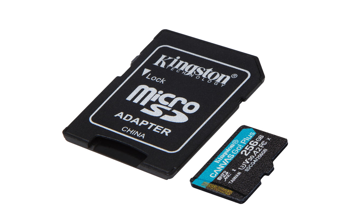 Kingston Technology 256GB microSDXC Canvas Go Plus Gen4 200 MB/s A2 U3 V30-Karte + Adapter
