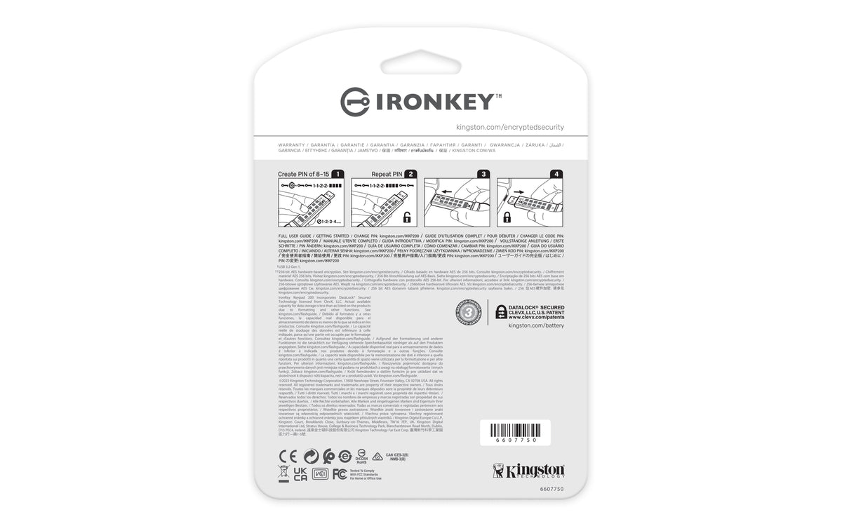 Kingston Technology IronKey 16GB Keypad 200, FIPS 140-3 Lvl 3 AES-256 Verschlüsselung