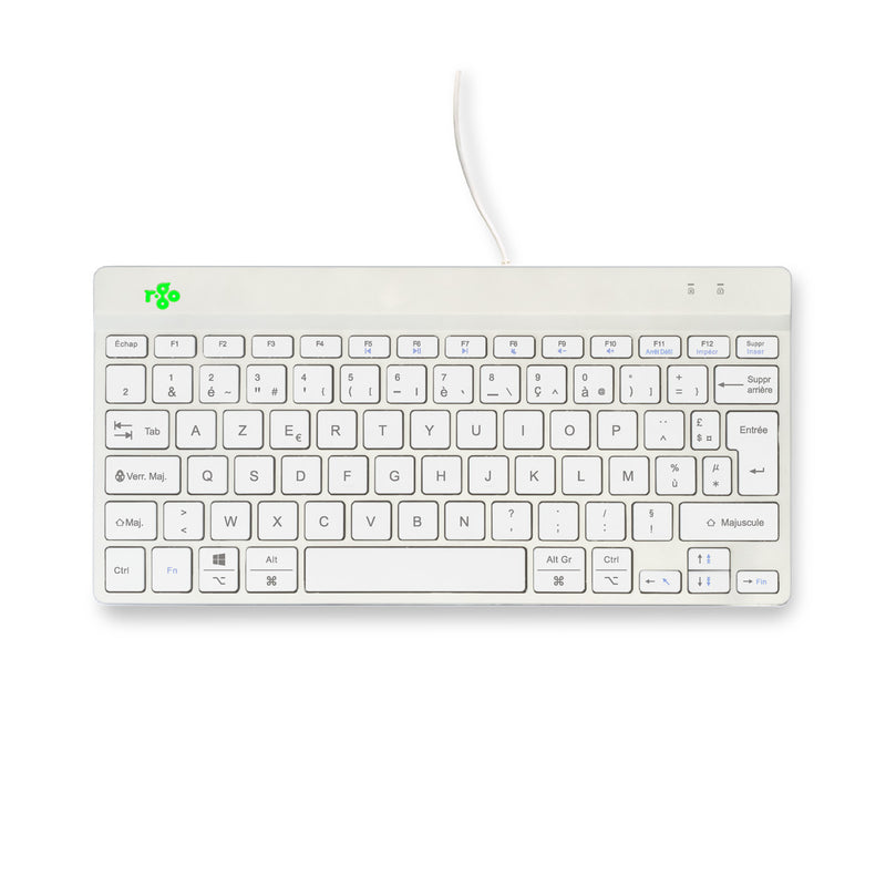 R-Go Tools Ergonomische Tastatur R-Go Compact Break, kompakte Tastatur mit Pausensoftware, AZERTY (FR), Kabelgebunden, Weiß