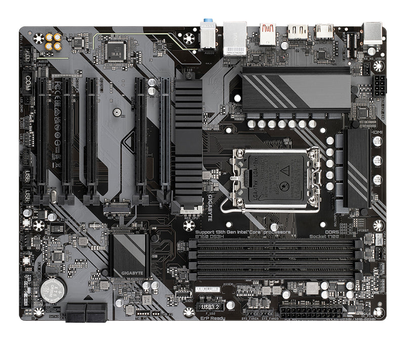 GIGABYTE B760 DS3H Mainboard - Unterstützt Intel Core Prozessoren der 14. Generation, 8+2+1 Phasen digitales VRM, bis zu 7600MHz DDR5 (OC), 2x PCIe 4.0 M.2, GbE LAN, USB 3.2 Gen 2x2
