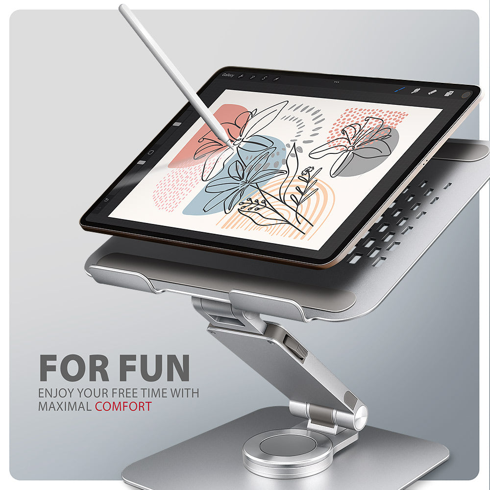 Axagon STND-LR Aluminiumständer mit 360°-Drehung für Laptops 10"–17.3". Verstellbare Höhe und Winkel.