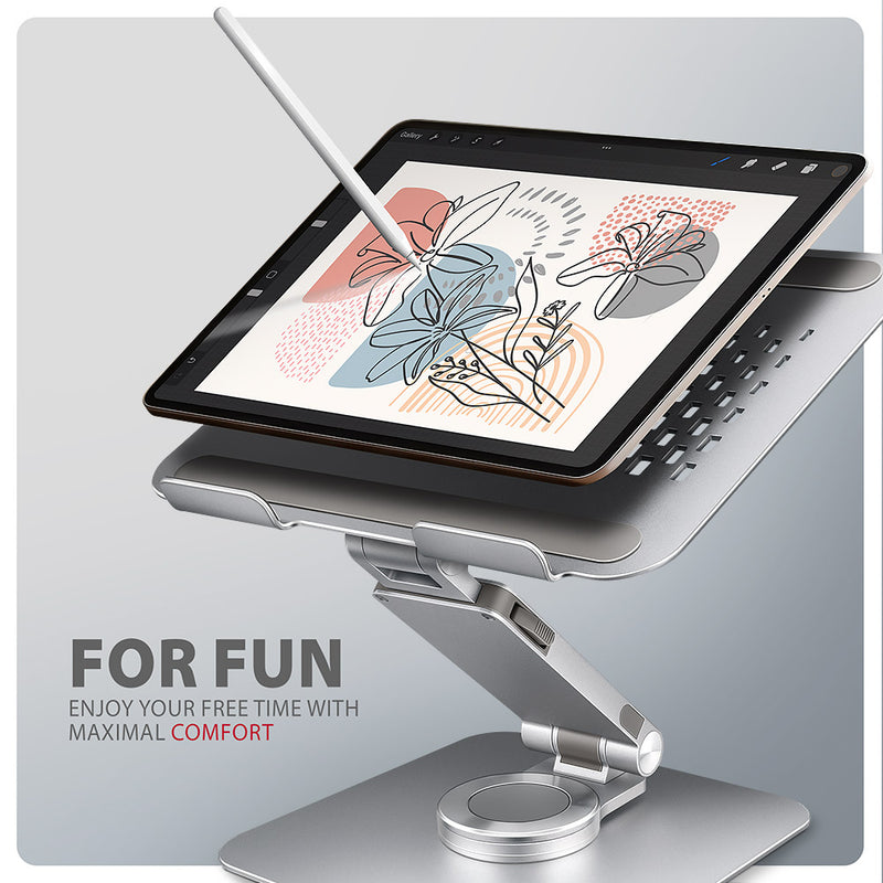 Axagon STND-LR Aluminiumständer mit 360°-Drehung für Laptops 10"–17.3". Verstellbare Höhe und Winkel.