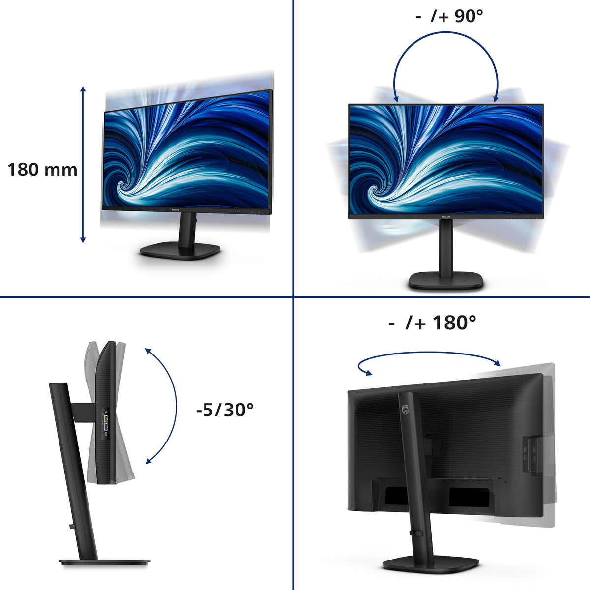 Philips 3000 series 24B2N3200D/00 Computerbildschirm 61,2 cm (24.1") 1920 x 1200 Pixel WUXGA LCD Schwarz