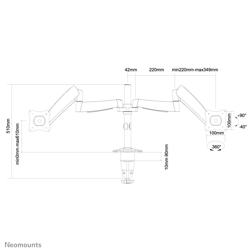 Neomounts FPMA-D950D Monitorarm 10-27" - Gasfeder