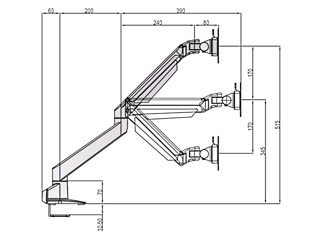 Multibrackets 6355 Flachbildschirm-Tischhalterung 71,1 cm (28") Tisch/Bank Schwarz