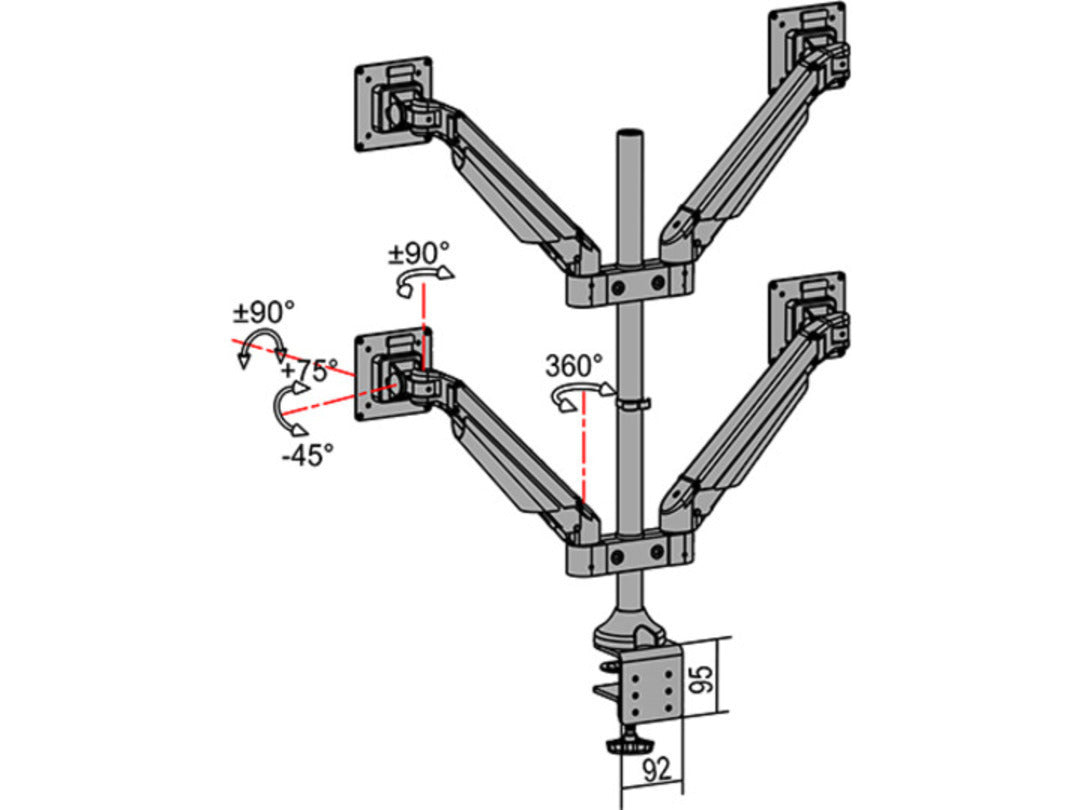 Multibrackets 2609 Flachbildschirm-Tischhalterung 81,3 cm (32") Tisch/Bank Schwarz