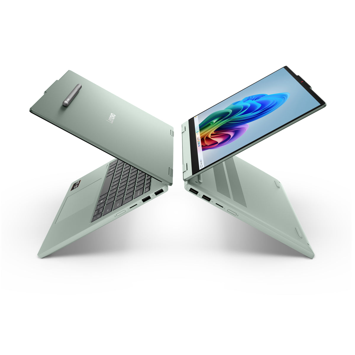 Lenovo IdeaPad 5 2-in-1 14AGP11 Copilot+ PC AMD Ryzen AI 5 430 Hybrid (2-in-1) 35,6 cm (14") Touchscreen WUXGA 16 GB DDR5-SDRAM 512 GB SSD Wi-Fi 7 (802.11be) Windows 11 Home Grün, Grau Deutsch