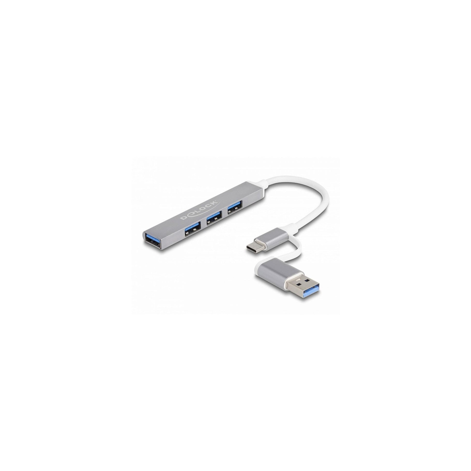 Delock 4 Ports Slim USB Hub, Type C, oder A