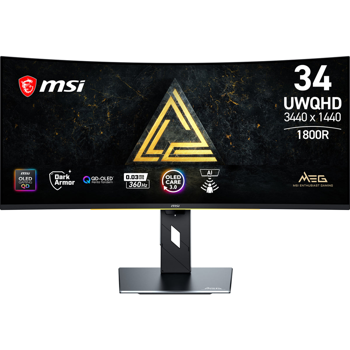 MSI MEG X Computerbildschirm 86,3 cm (34") 3440 x 1440 Pixel UltraWide Quad HD QD-OLED Schwarz