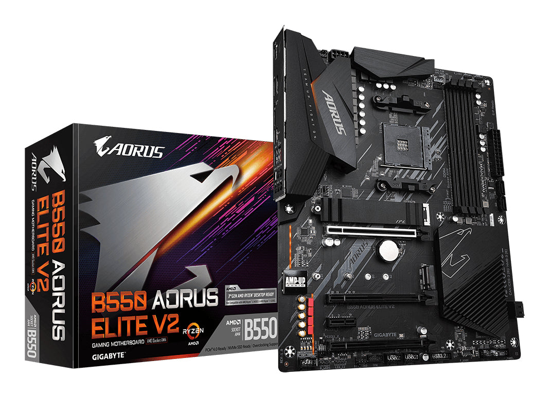 GIGABYTE B550 AORUS ELITE V2 Mainboard – AMD Ryzen 5000 CPUs, 12+2 Phasen VRM, bis zu 4733 MHz DDR4, 1xPCIe 4.0 + 1xPCIe 3.0 M.2, 2.5GbE LAN, USB 3.2 Gen 2