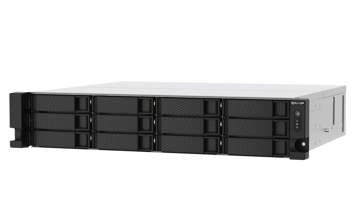 QNAP TS-1273AU-RP-8G NAS & Speicherserver Rack (2U) Ryzen Embedded V1500B 8 GB DDR4 0 TB QNAP QTS Aluminium, Schwarz