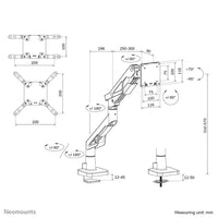 Neomounts DS70-256RD1 Monitorarm Gaming 24-57" - Gasfeder - Topfix - 180°-Stopp