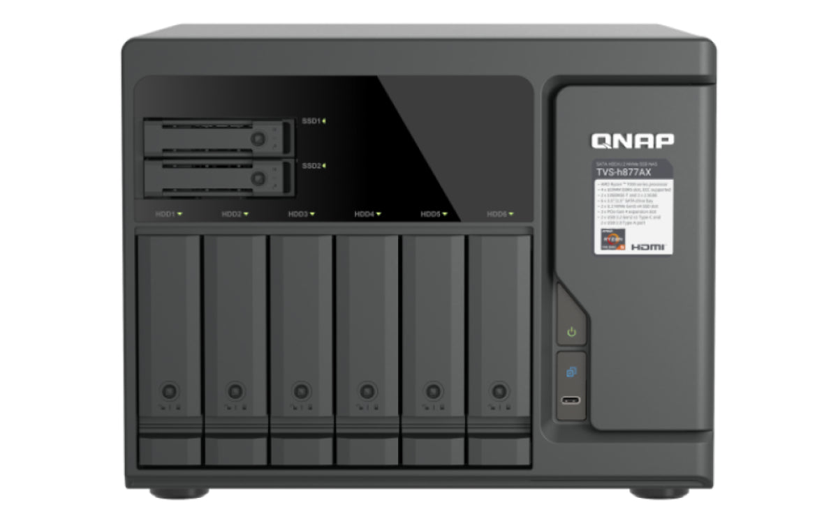 QNAP TVS-H877AX NAS Tower AMD Ryzen™ 5 16 GB DDR5 QNAP QTS Schwarz