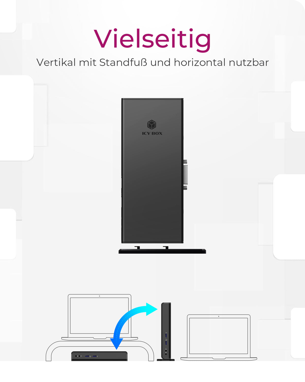 ICY BOX IB-DK2241AC, 11 in 1 USB 3.2 Gen 1 Notebook Dockingstation, USB 3.2 Gen 1 auf: 2x USB 3.2 Gen 1+2x Video(HDMI+DVI)+1xGigabitLAN+4xUSB 2.0+Audio+Charge