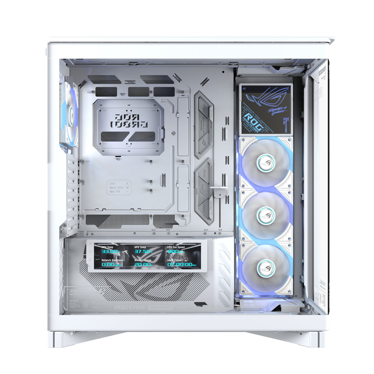 ASUS ROG CRONOX GR801 CURVE TG ARGB WHITE Midi Tower Weiß