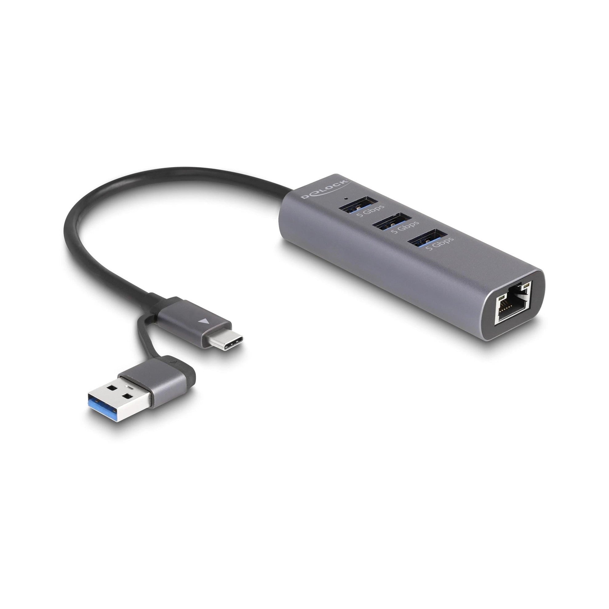 Delock 3 Port USB Hub + Gigabit LAN