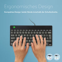 R-Go Tools Ergonomische Tastatur R-Go Compact Break, kompakte Tastatur mit Pausensoftware, AZERTY (BE), verkabelt, schwarz