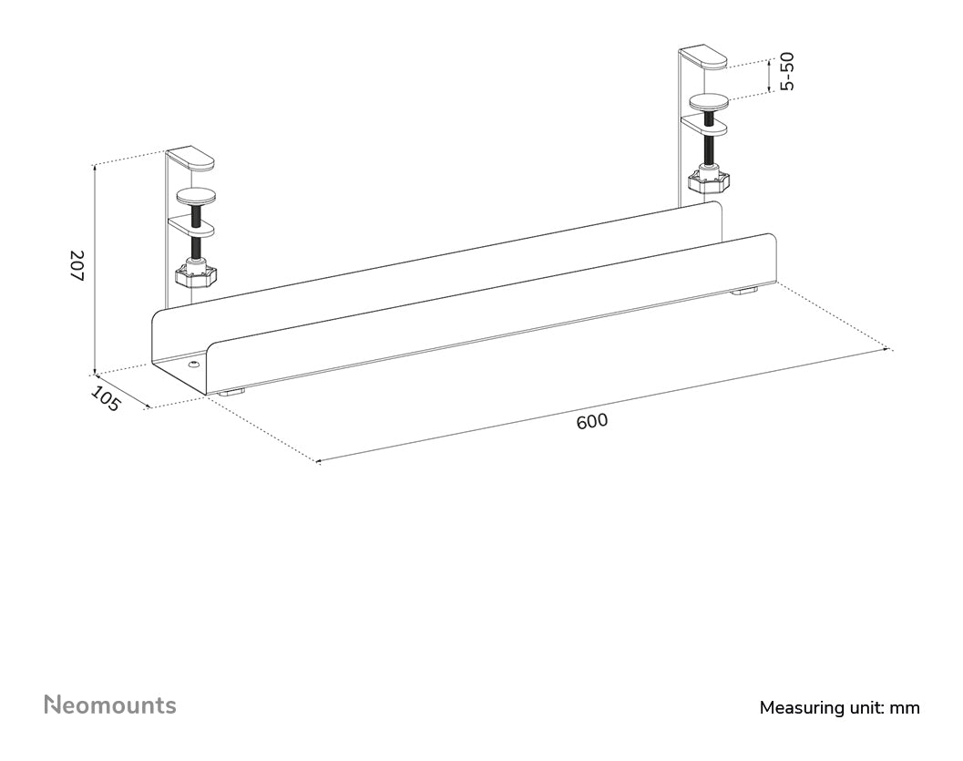 Neomounts ADS07-121WH Kabelwanne - Klemmhalterung - universal