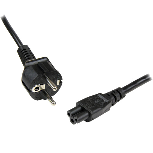 StarTech 2m 3 Prong Laptop Power Cord Schuko CEE7 to C5 Clover Leaf Cable Lead