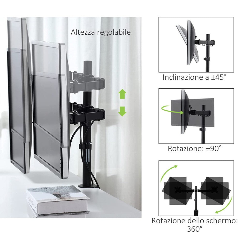 Techly ICA-LCD 482-D Flachbildschirm-Tischhalterung 68,6 cm (27") Tisch/Bank Schwarz