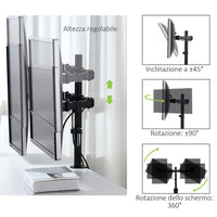 Techly ICA-LCD 482-D Flachbildschirm-Tischhalterung 68,6 cm (27") Tisch/Bank Schwarz