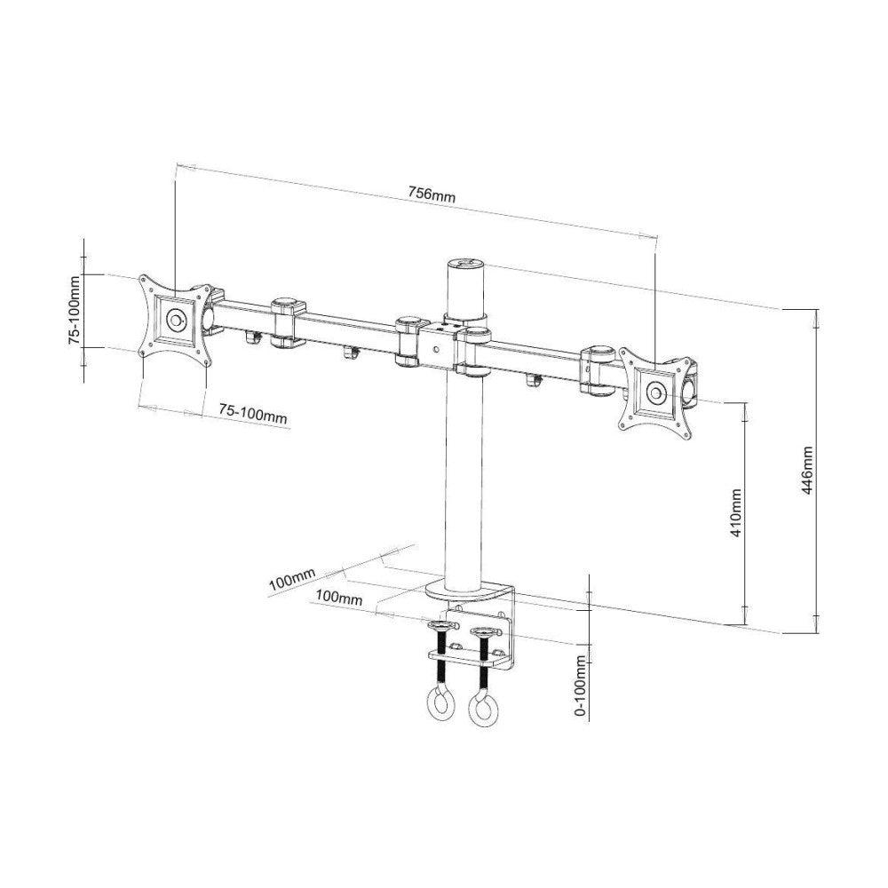 Techly ICA-LCD 482-D Flachbildschirm-Tischhalterung 68,6 cm (27") Tisch/Bank Schwarz