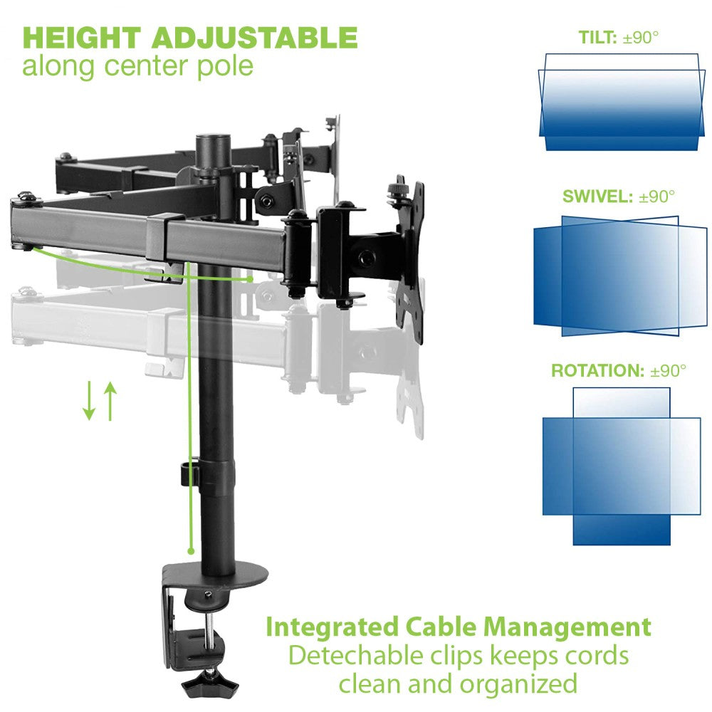 Techly ICA-LCD 482-T Flachbildschirm-Tischhalterung 61 cm (24") Tisch/Bank Schwarz