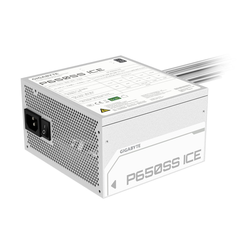 GIGABYTE P650SS ICE Netzteil - PCIe 5.0, 80 PLUS Silver, 120-mm-Lüfter, ATX 3.0 kompatibel, EU-Stecker