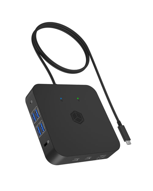 ICY BOX IB-DK4090-C, 12 in 1 DisplayLink® Hybrid Notebook DockingStation, 3x HDMI® 2.0, Gigabit LAN, 4x USB 3.2 Gen 1 Type-A, 2x USB 3.2 Gen 2 Type-C®, 1x Hea
