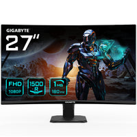 GIGABYTE GS27FC 27" FHD Curved Gaming Monitor - 1920 x 1080, 1500R, 180Hz, 1ms, 250 cd/m², FreeSync Premium, HDR ready, HDMI 2.0, DisplayPort 1.4