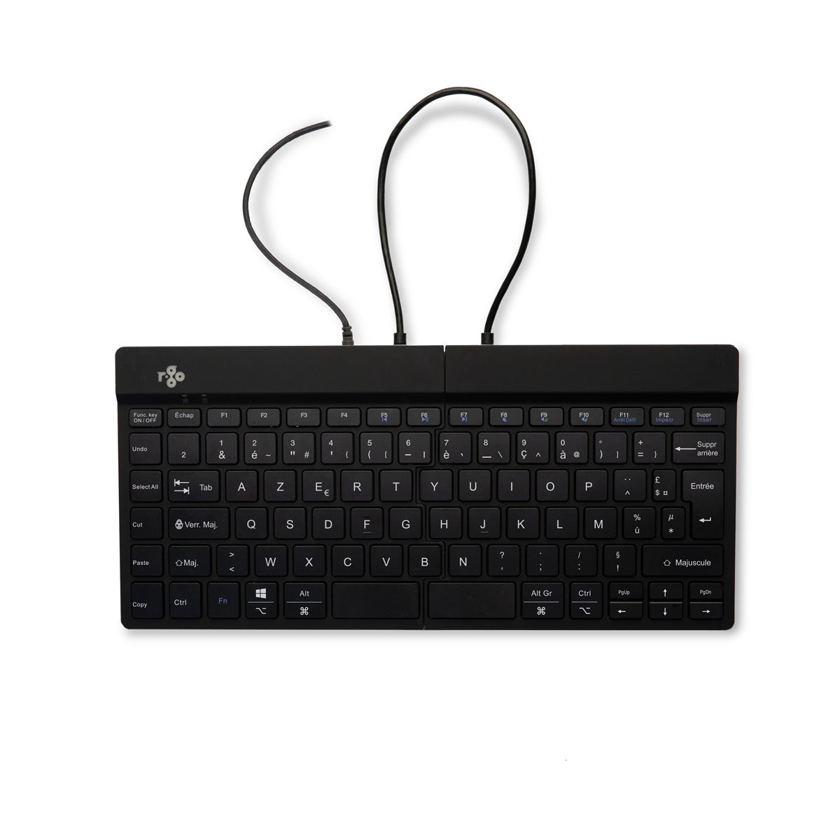 R-Go Tools Ergonomische Tastatur R-Go Split Break v2 mit Pausensoftware, geteilte Tastatur, AZERTY (FR), verkabelt, schwarz